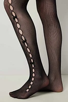 Ardene Cutout Tights with Bows in Black | Size Small | Nylon/Spandex