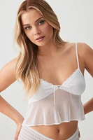 Ardene Mesh Baby Doll Tank in White | Size Small | Polyester/Spandex | Eco-Conscious