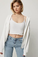 Ardene Oversized Zip Up Hoodie in White | Size | Polyester/Cotton | Fleece-Lined