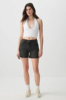 Ardene High Rise Midi Denim Shorts in | Size | Cotton/Elastane