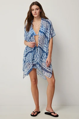 Ardene Tie-Dye Cover Up in Medium Blue | Polyester