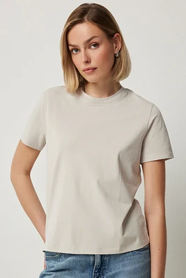 Ardene Basic Relaxed T-Shirt in Beige | Size | Cotton/Elastane | Eco-Conscious