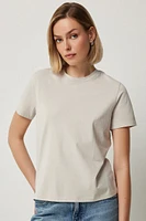 Ardene Basic Relaxed T-Shirt in Beige | Size | Cotton/Elastane | Eco-Conscious
