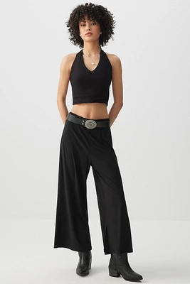 Ardene Culottes with Side Slits in Black | Size | Polyester/Spandex