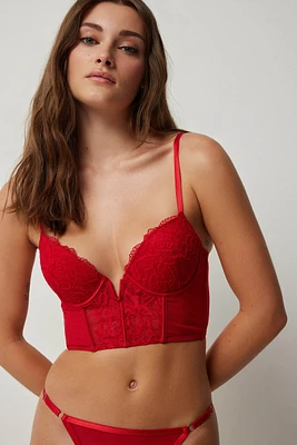 Ardene Lace & Mesh Push Up Bustier in | Size | Nylon/Spandex