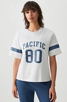 Ardene Relaxed Football T-Shirt in Saltstone Grey | Size | 100% Cotton