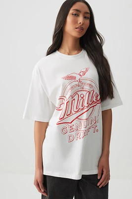 Ardene Oversized Miller T-Shirt in White | Size | 100% Cotton