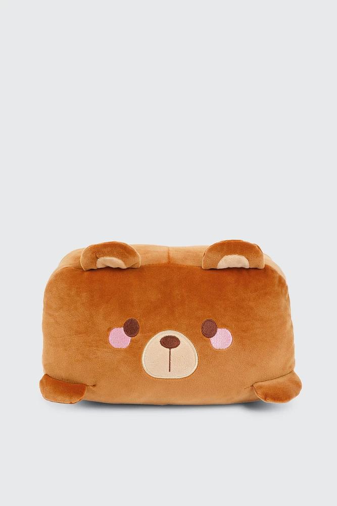 Ardene Teddy Bear Hand Warmer Pillow in Cognac