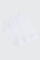 Ardene 3-pack Scalloped Edge Demi Crew Socks in | Polyester/Spandex