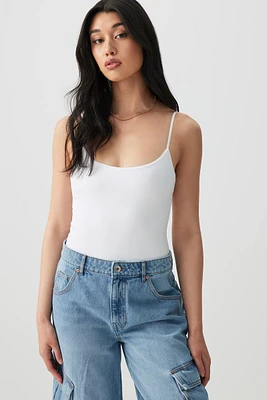 Ardene Contour Spaghetti Strap Bodysuit in White | Size | Elastane/Polyamide