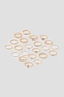 Ardene 20-Pack Assorted Rings in Gold | Size Medium