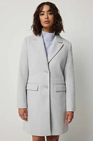 Ardene Two-Button Brushed Coat in Light Grey | Size Large | Polyester