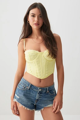 Ardene Eyelet Bustier in Light Yellow | Size | Elastane/Viscose
