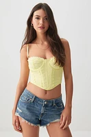 Ardene Eyelet Bustier in Light Yellow | Size | Elastane/Viscose