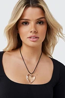 Ardene Cord Necklace with Heart Pendant in Clear