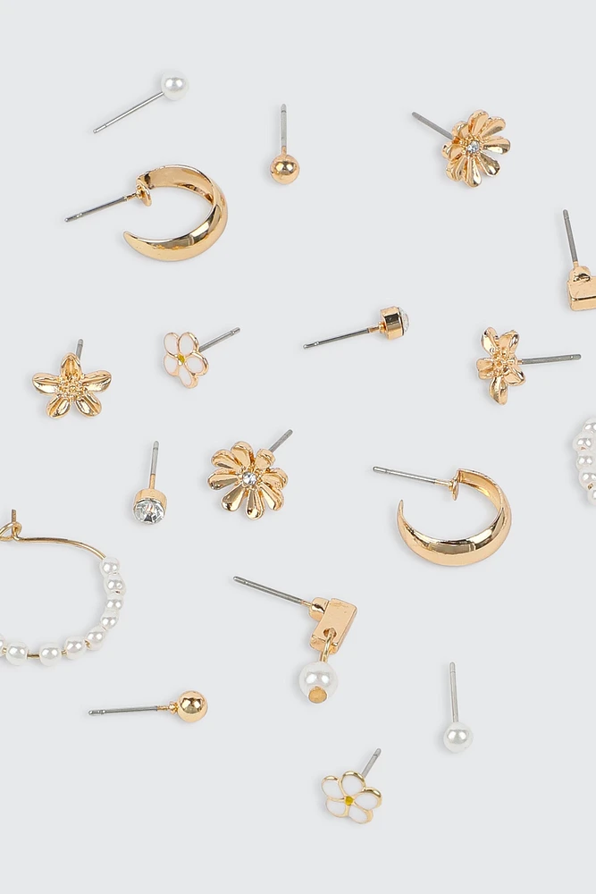 Ardene 9-Pack of Assorted Earrings in Gold | Stainless Steel