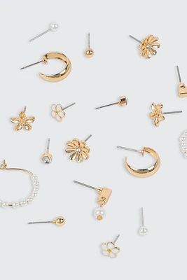 Ardene 9-Pack of Assorted Earrings in Gold | Stainless Steel