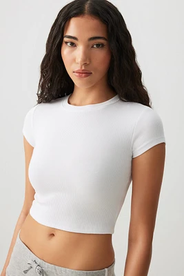Ardene Ultra Crop Fitted T-Shirt in | Size | Cotton/Elastane