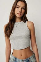 Ardene Basic Rib Wide Binding Tank Top in Light Grey | Size | Cotton/Elastane | Eco-Conscious