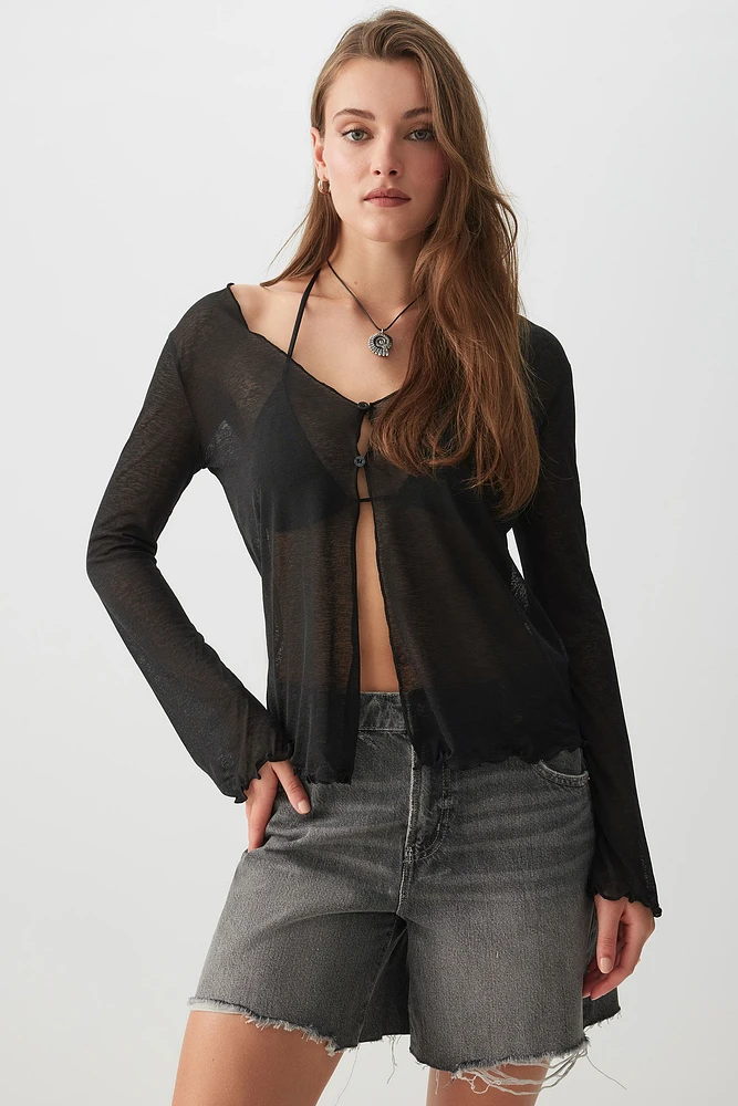 Ardene Textured Two-Button Cardigan in | Size | Polyester