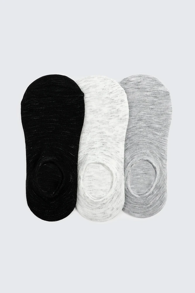 Ardene 3-Pack Cotton Blend Shoe Liners in Grey | Polyester/Spandex/Cotton