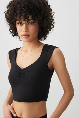 Ardene Butter V-Neck Cap Sleeve T-Shirt in | Size | Nylon/Elastane