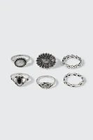 Ardene 6-Pack Antic Silver Assorted Rings | Size