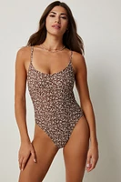 Ardene High Leg One Piece Swimsuit | Size XS | Polyester/Nylon/Elastane | Microfiber