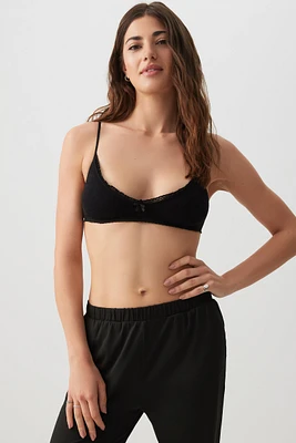 Ardene Everyday Lace Trim Seamless Rib Bralette in | Size | Nylon/Elastane