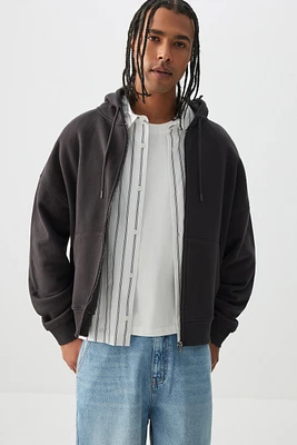 Ardene Man Zip Up Hoodie For Men in Black | Size Medium | 100% Cotton | Fleece-Lined