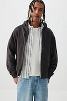 Ardene Man Zip Up Hoodie For Men in Black | Size Medium | 100% Cotton | Fleece-Lined