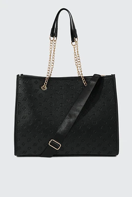 Ardene Monogram Tote Bag in | 100% Recycled Polyester/Faux Leather | Eco-Conscious