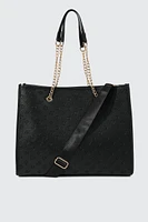 Ardene Monogram Tote Bag in | 100% Recycled Polyester/Faux Leather | Eco-Conscious