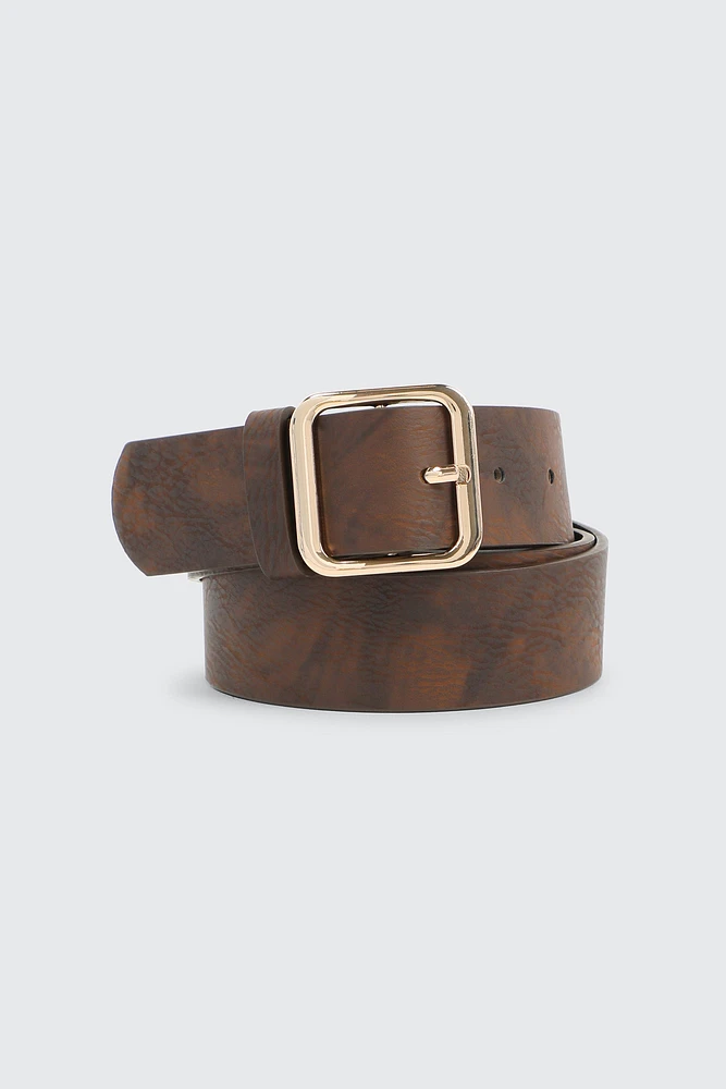 Ardene Faux Leather Belt in Brown | Size Small
