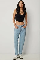 Ardene High Rise Mom Jeans in Medium Blue | Size | Cotton/Elastane