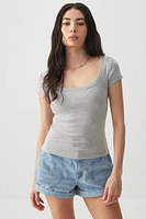 Ardene Crop Scoop Neck T-Shirt in | Size | Cotton/Elastane