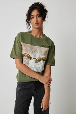 Ardene Roma Graphic T-Shirt in Khaki | Size Medium