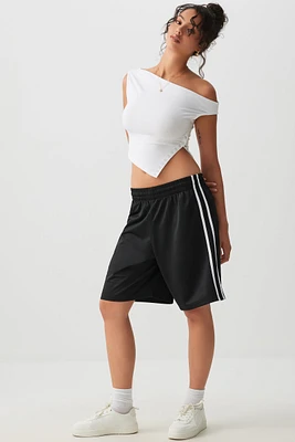Ardene Oversized Athletic Shorts in Black | Size | Polyester