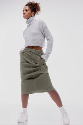 Ardene Long Cargo Skirt in Khaki | Size Small | Spandex/Cotton