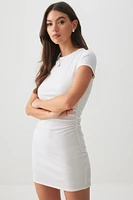 Ardene Ruched Mini Dress in White | Size | Polyester/Elastane/Viscose