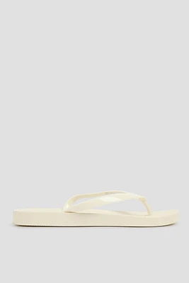 Ardene Jelly Strap Flip-Flops Sandals in White | Size