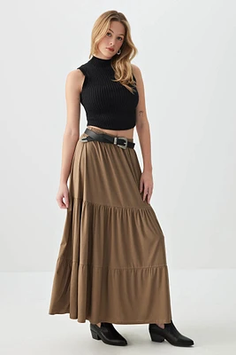 Ardene Tiered Maxi Skirt in | Size | Polyester/Elastane