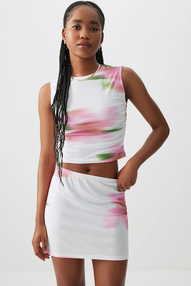 Ardene Mesh Mini Skirt in White | Size | Polyester/Spandex
