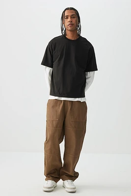 Ardene Man Canvas Drawstring Pants For Men in Brown | Size | 100% Cotton