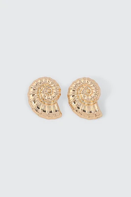 Ardene Whorl Seashell Earrings in Gold | Stainless Steel
