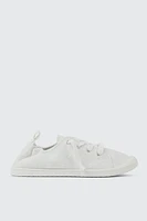 Ardene Slip On Sneakers with Floral Embroideries in White | Size
