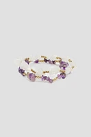 Ardene 2-Pack Semi-Precious Stone Bracelets in Purple