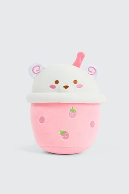 Ardene Strawberry Bear Plushie Pillow in Light Pink | Polyester