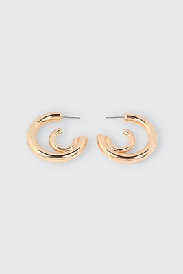Ardene Double Tubular Hoop Earrings in Gold | Stainless Steel