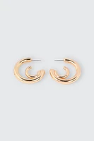 Ardene Double Tubular Hoop Earrings in Gold | Stainless Steel